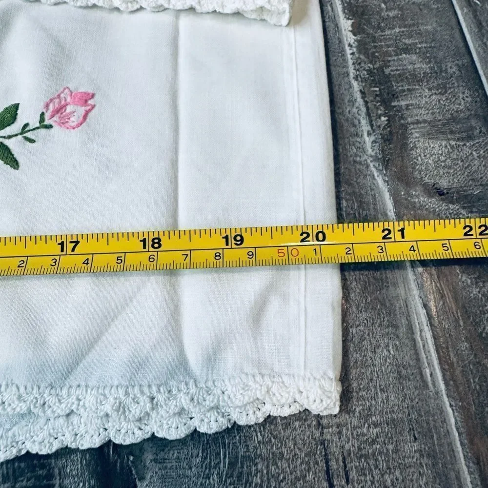 Vintage Antique Embroidered Floral Pillowcases Set